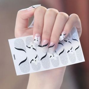 ⭐4/$15 Silver Glitter with White Flower Nail Wraps